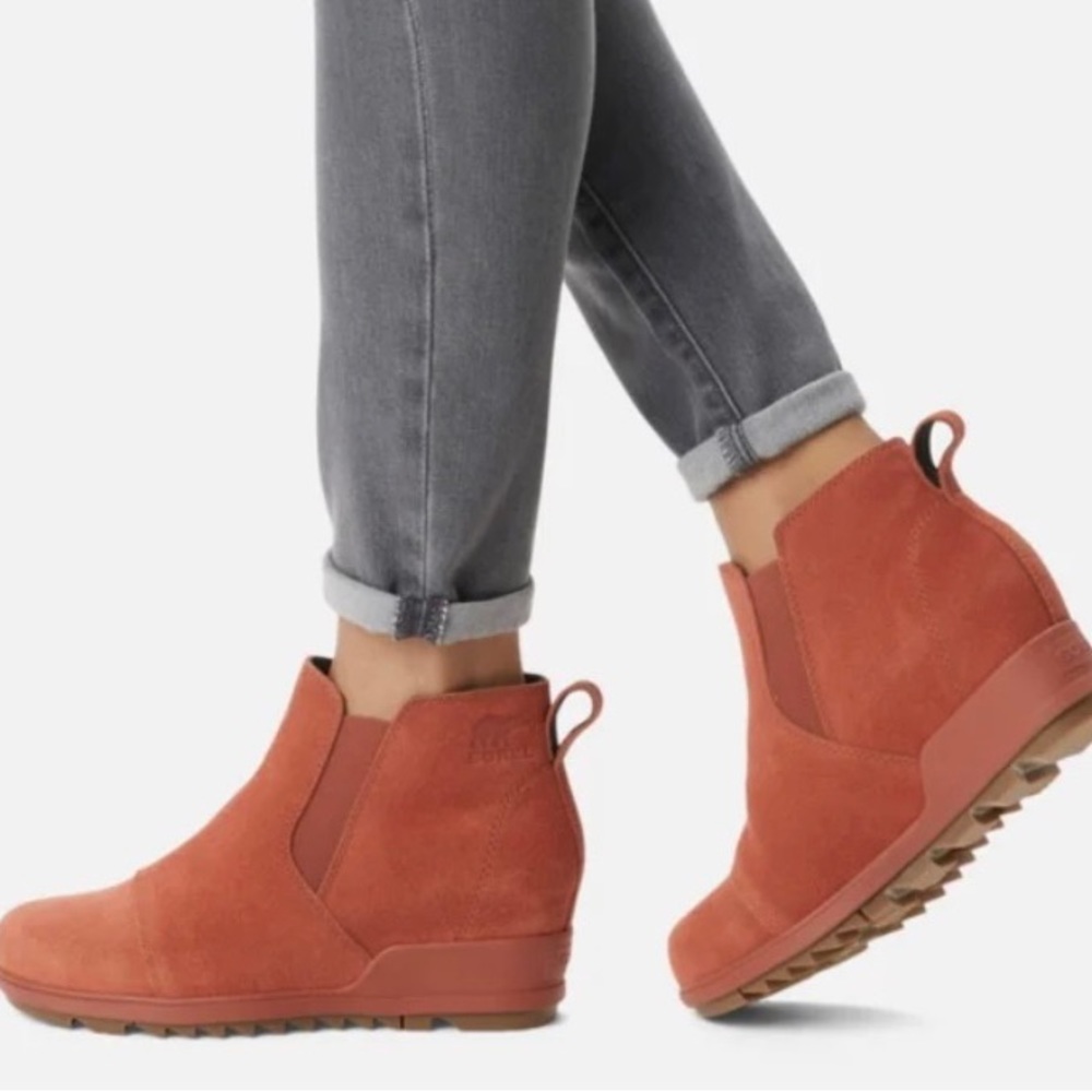 Sorel orange ankle boots. Brand new.